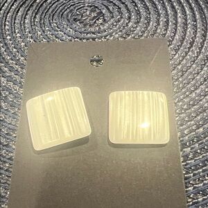Elegant White Square Earrings